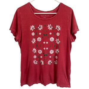 Lucky Brand Red Daisy Graphic Tee - Size Medium - Floral